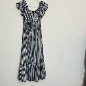 Grace Elements Plaid MaXi Dress Women Size Medium Color Black/White